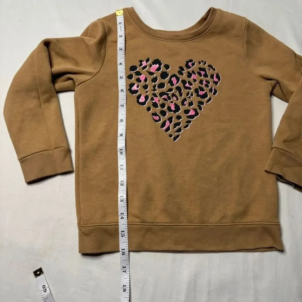Garanimals Girls Brown Leopard Heart Sweatshirt Size 4T